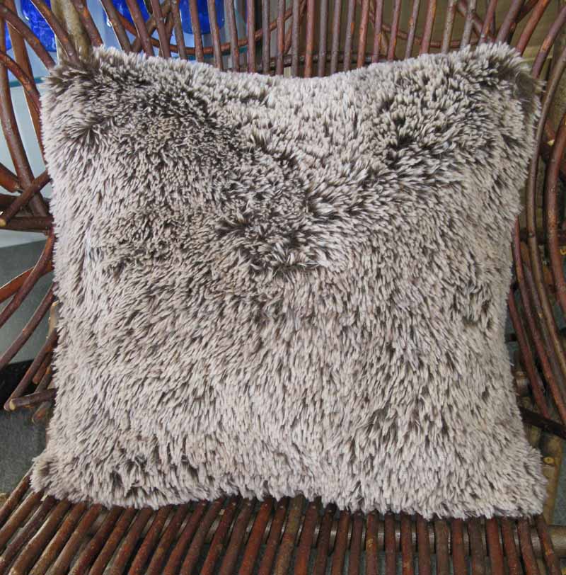 Throw Pillow in Silver Tipped Brown Faux Fur